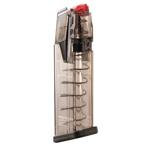 Elite Tactical Systems Group, OMEGA Magazine, 9MM, 17 Rounds, Fits Glock 17/18/19/19X/26/34/45, Hardened Steel Feedlips, Polymer, Clear