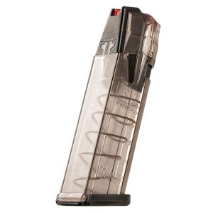 Elite Tactical Systems Group, OMEGA Magazine, 9MM, 17 Rounds, Fits Glock 17/18/19/19X/26/34/45, Hardened Steel Feedlips, Polymer, Clear