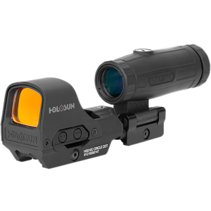 Holosun HE510C-GR with HM3X Magnifier, Green Dot, 1x/3x Combo, 2 MOA Dot & 65 MOA Circle, Black