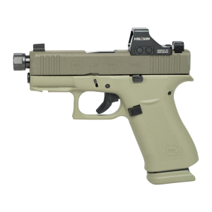 GLOCK G43X w/Holosun HS407K Red Dot, 9mm Luger, 3.41 in Threaded Barrel, 15+1, Olive Green Cerakote