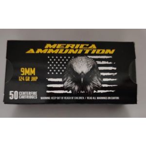 Merica Ammunition 9mm 124gr JHP – 1000 Round Bulk Case, Brass