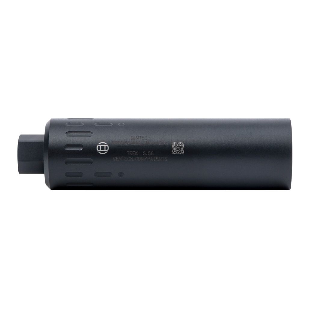 Gemtech TREK 5.56mm Rifle Suppressor, 1/2x28 Thread, Compact Black Suppressor