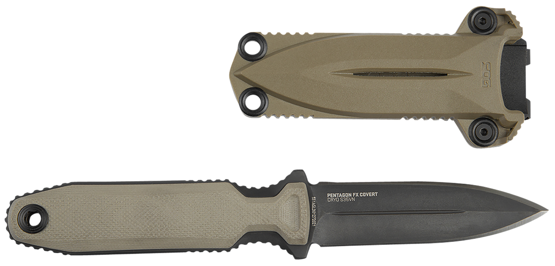 SOG Pentagon FX Covert Fixed Blade Knife, 3.41