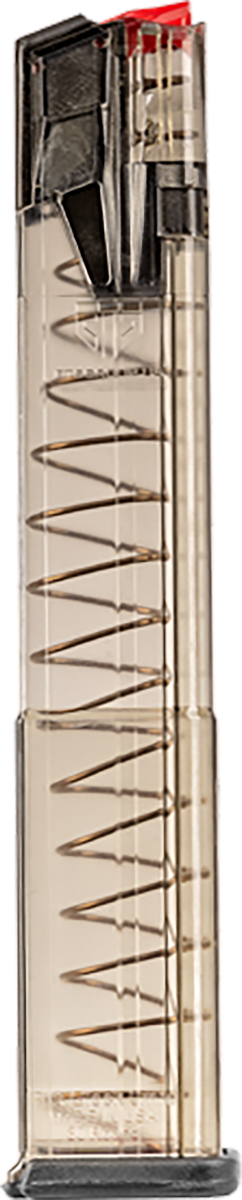 Elite Tactical Systems Group, OMEGA Magazine, 9MM, 30 Rounds, Fits Glock 17/18/19/19X/26/34/45, Hardened Steel Feedlips, Polymer, Clear