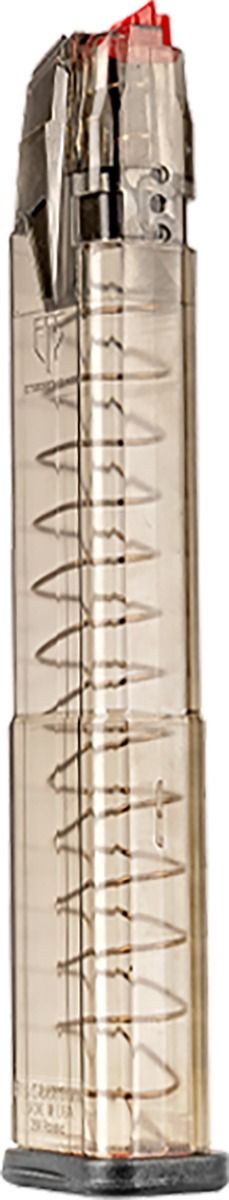 Elite Tactical Systems Group, OMEGA Magazine, 9MM, 30 Rounds, Fits Glock 17/18/19/19X/26/34/45, Hardened Steel Feedlips, Polymer, Clear