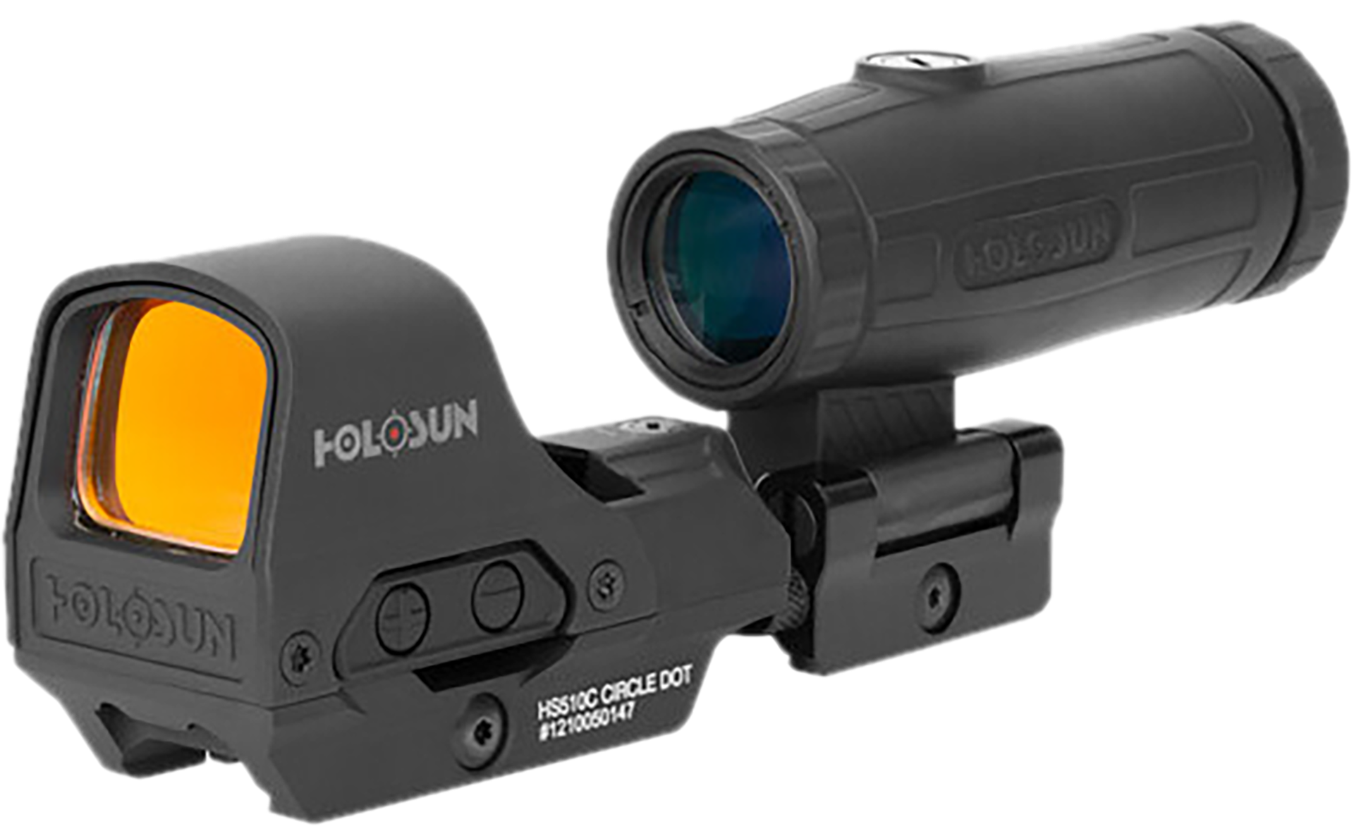 Holosun HE510C-GR with HM3X Magnifier, Green Dot, 1x/3x Combo, 2 MOA Dot & 65 MOA Circle, Black