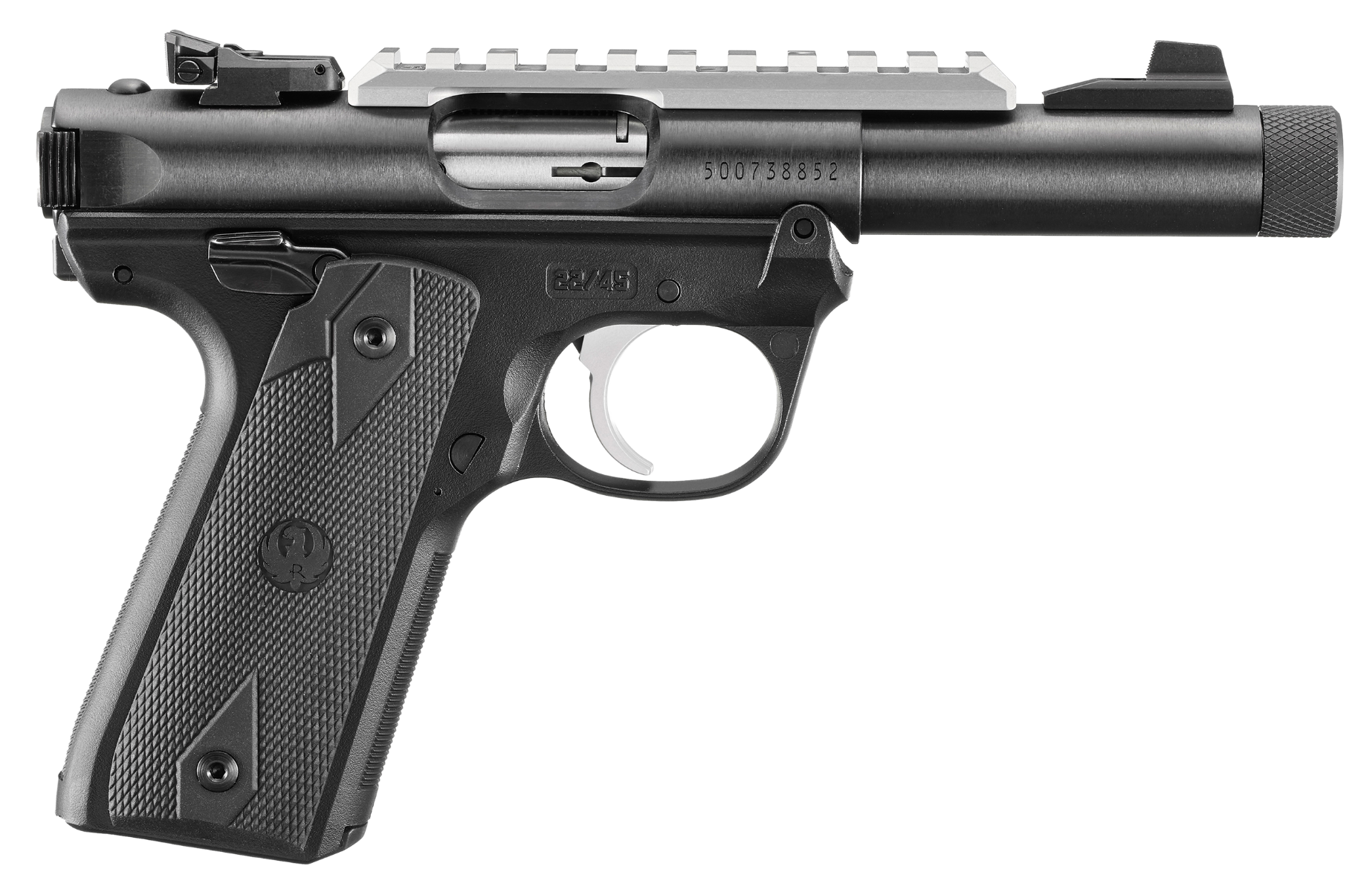 Ruger Mark IV 22/45 22 LR Pistol, 4.4 Inch Threaded Bull Barrel, Picatinny Rail