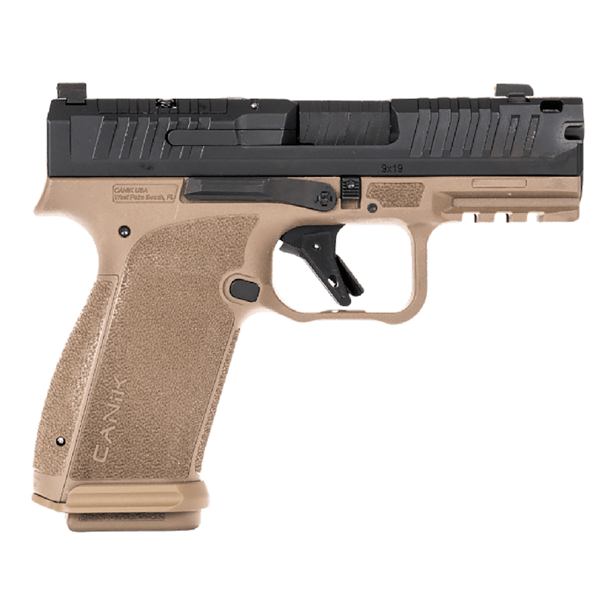 Canik Mete MC9 Prime 9mm HG8328BDN — Sub-Compact 17+1 Pistol · FDE Frame · Black Slide
