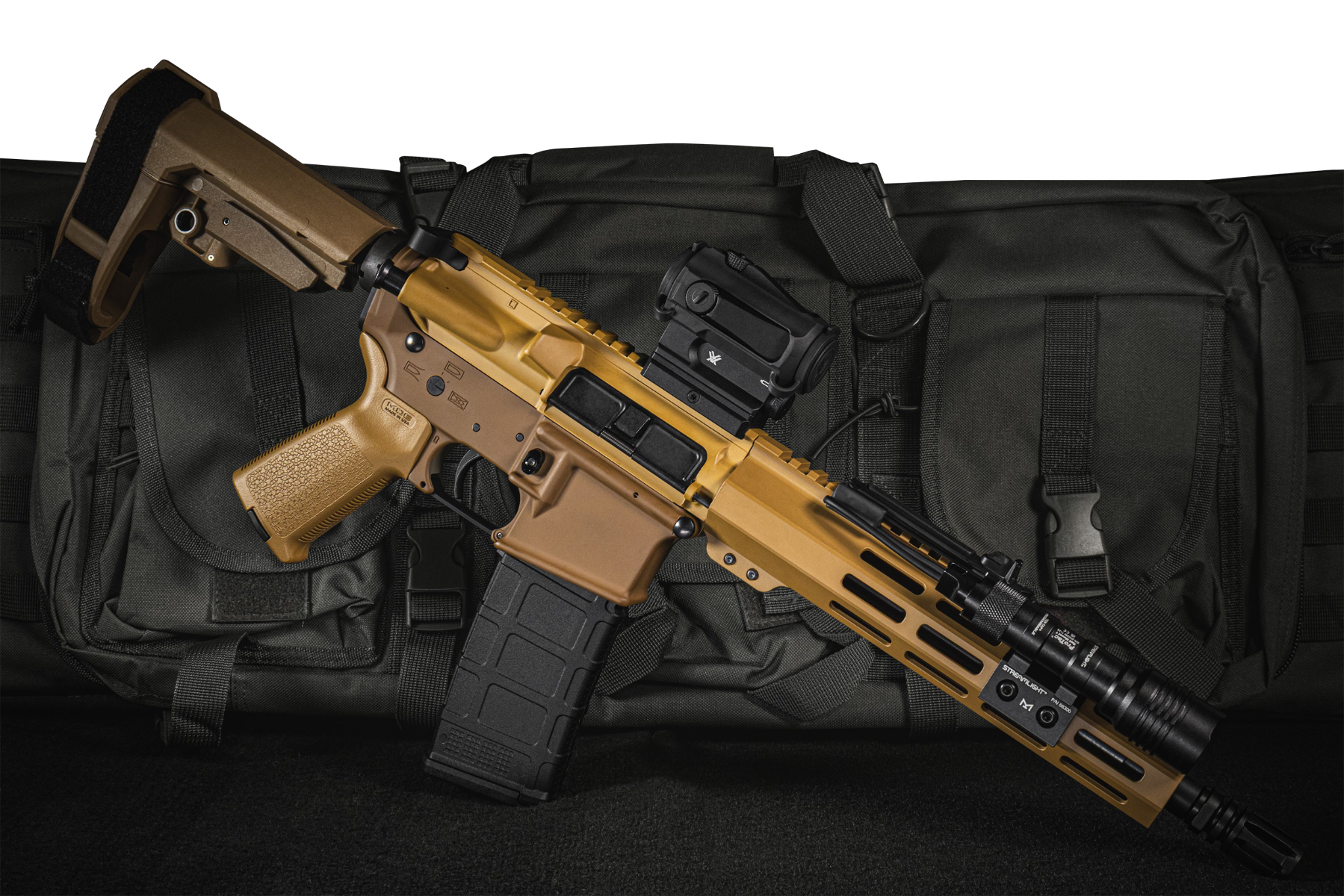 Shark Coast Tactical Sunrise Bundle, 5.56 NATO, Tan Cerakote, Vortex Sprax & Streamlight ProTac