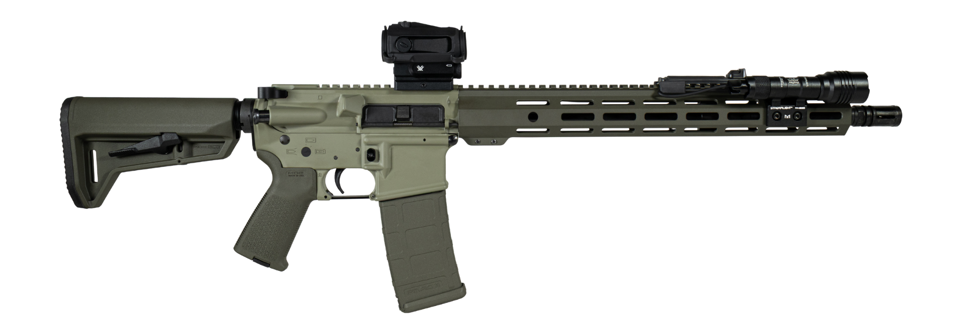 Shark Coast Tactical Grassy Knoll Bundle, 5.56 NATO, 16 in Threaded Barrel, OD Green