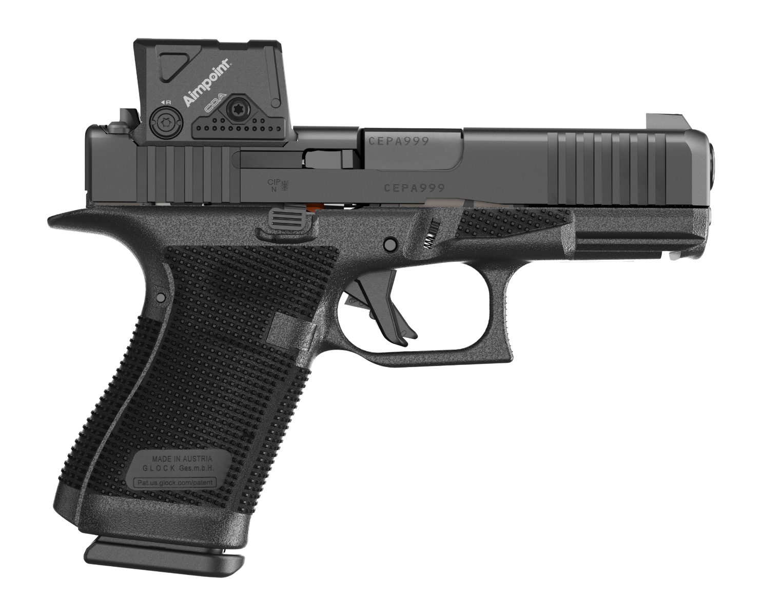Glock 19 Gen6 9mm Pistol with Aimpoint COA Red Dot, 4.02 Inch Barrel, 15 Round