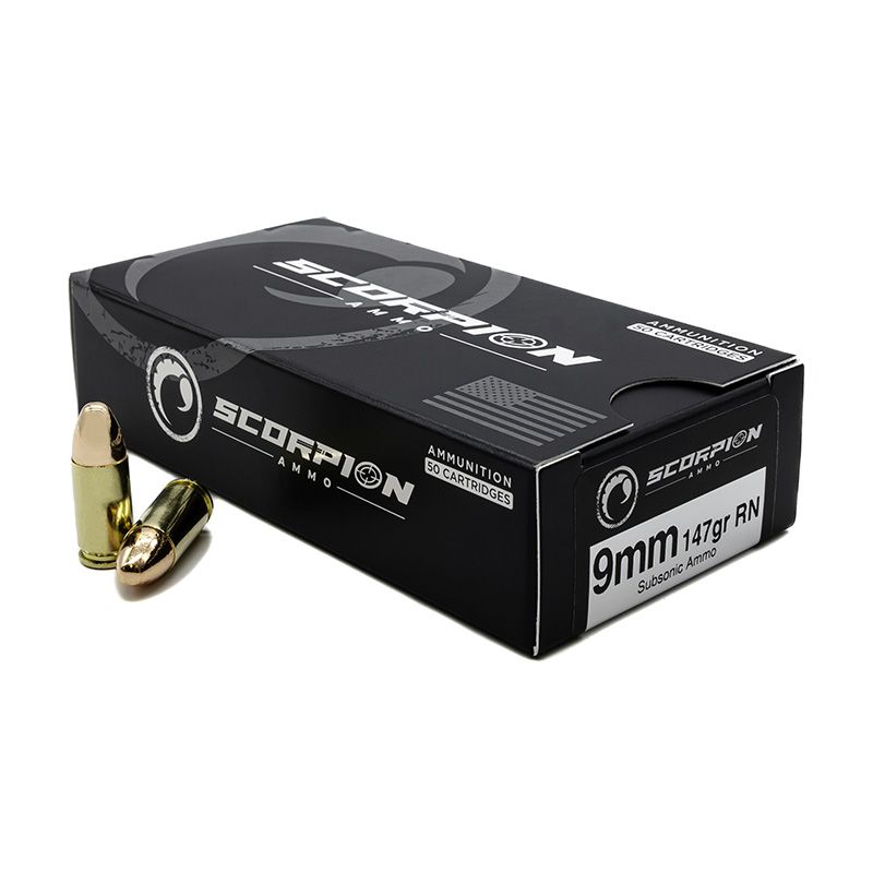 Scorpion Subsonic 9mm 147gr RN – Suppressor-Friendly Subsonic Ammo