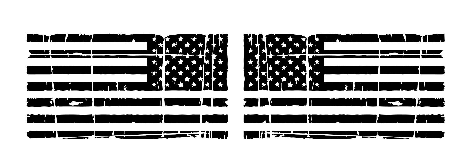 2x Distressed Black American Flag Sticker Decal Subdued USA Car Truck Grunge