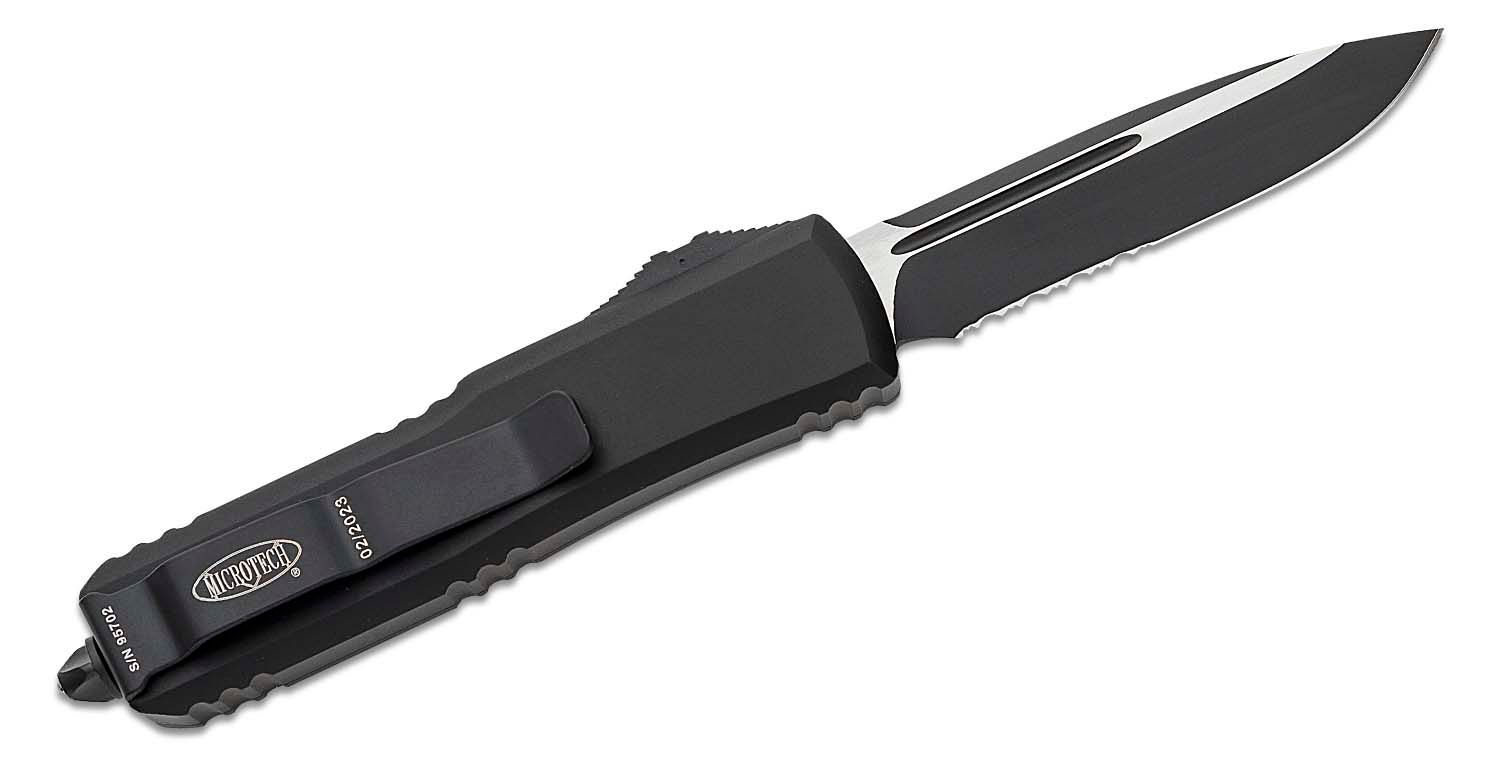 Microtech UTX-85 Tactical Auto OTF 3" Black Combo Blade