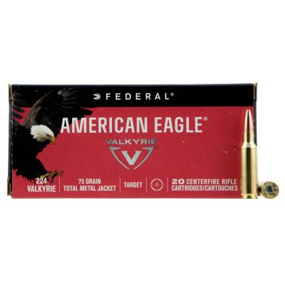 Federal AE224VLK1 American Eagle 224 Valkyrie 75 GR Total Metal Jacket (TMJ) 20 Rd
