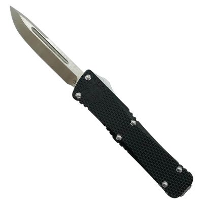 Cobra Tec Knives Mini Mamba 2.25" Drop Point Plain D2 Steel Black Aluminum Handle OTF