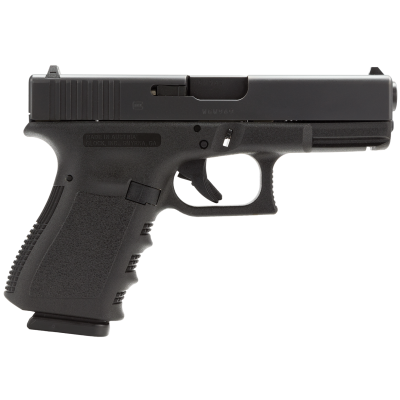 Glock 19 Gen 3 Compact 9mm 15+, 4.02" Black Stainless Steel Barrel, Matte Black Serrated Steel Slide, Black Polymer Frame w/Picatinny Rail, Black Finger Grooved Grip Right Hand 