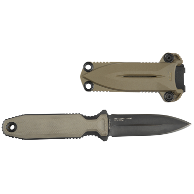 SOG Pentagon FX Covert Fixed Blade Knife, 3.41" Spear Point CPM S35VN Blade, FDE G10 Handle