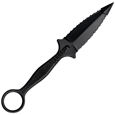 Cold Steel FGX Ring Dagger, 3.5" Serrated Fixed Blade, Griv-Ex Construction, Black