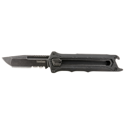 Kershaw 1195 Interstellar 2.70" OTF Tanto Part Serrated Black Oxide Blackwash 8Cr13MoV SS Blade, Black Textured w/Bottle Opener Glass-Filled Nylon Handle, Includes Pocket Clip