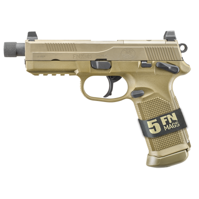 FN FNX Tactical Bundle 45 ACP 5.30", 15+1, Ambi Controls, FDE, 5 Magazines
