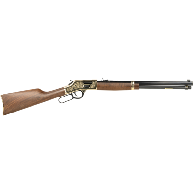 Henry Side Gate Deluxe 45 Colt (LC) 10+1 20" Blued Octagon Barrel, Engraved Polished Brass Rec, Semi-Fancy American Walnut Stock, Adj. Sight