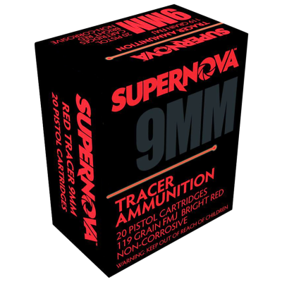 Piney Mountain Supernova Red Tracer Non Corrosive 9mm 119gr FMJ 20rd Box