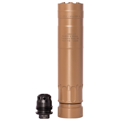 Rugged Suppressors Razor 5.56 NATO, 6.40" L FDE, Includes 1/2"-28 M2 QD Brake