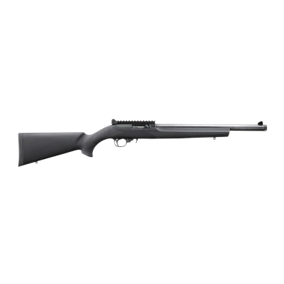Ruger 10/22 Carbine 22 LR 10+1 16.12" Threaded Bull Barrel, Black, Hogue Overmolded Stock, Ghost Ring Sight, Optic Mount