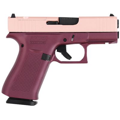 Glock G43X MOS Sub-Compact 9mm Luger 10+1, 3.41" - Rose Cerakote MOS Cut, Black Cherry Cerakote Polymer Frame 