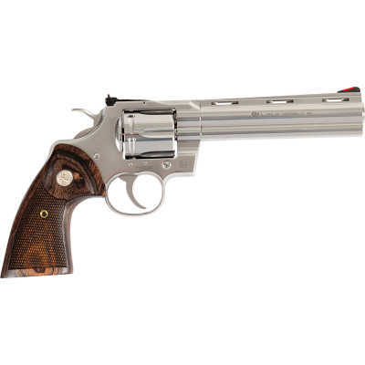 Colt Python Target 357 Mag 6rd 6" Polished Stainless Vent Rib Barrel, Cylinder & Frame, Walnut w/ Medallion Grip