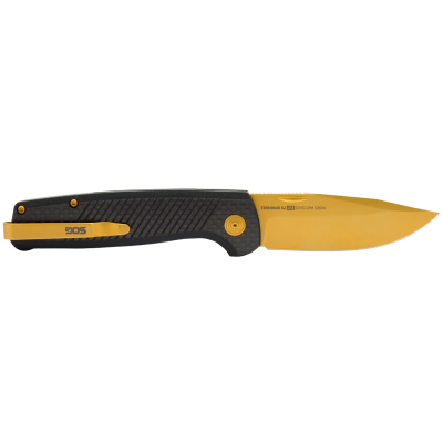 SOG Terminus SJ LTE Folding Knife, 2.9" CPM S35VN Blade, Gold TiNi, Graphite G10 Handle