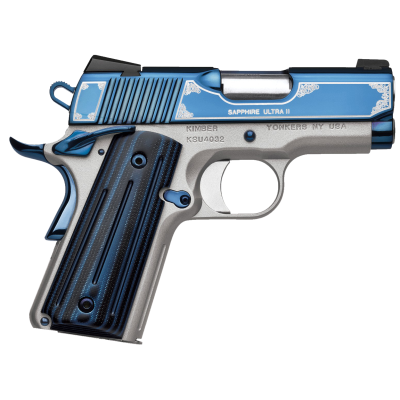 Kimber Mfg Inc. Sapphire Ultra II 9mm 8+1 3" Bright Blue PVD Coating Stainless Steel Slide Satin Silver G10 Grip