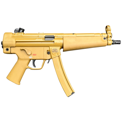 HK SP5 RAL8000 9mmx19 30+1 8.86" Black Navy-Style Threaded Barrel, Flat Dark Earth Receiver, FDE Polymer Grip, 2 Magazines