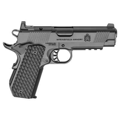 Springfield Armory  1911 TRP AOS Carry 45 ACP 7+1 4.25" Black Match Grade Barrel, Black Cerakote Optic Ready/Serrated Carbon Steel Slide & Frame w/Beavertail & Picatinny Rail, VZ Hydra G10 Grip, 3 Mags