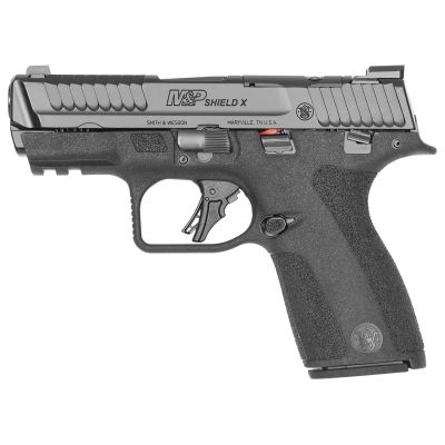 Smith & Wesson M&P Shield X Sub-Compact Frame 9mm Luger 10+1 3.60" Black Armornite Target Crown Barrel, Black Armornite Stainless Steel Optic Cut/Serrated Slide, Black Polymer Frame w/Picatinny Rail, Textured Grip, Manual Thumb Safety