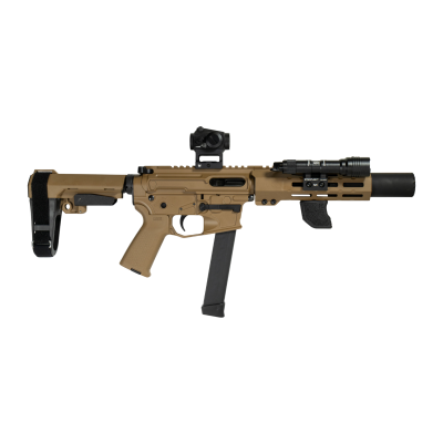 Shark Coast Tactical Sneeky Pete Deluxe w/Optic, 9mm Luger, FDE Cerakote, Vortex Crossfire & Streamlight ProTac