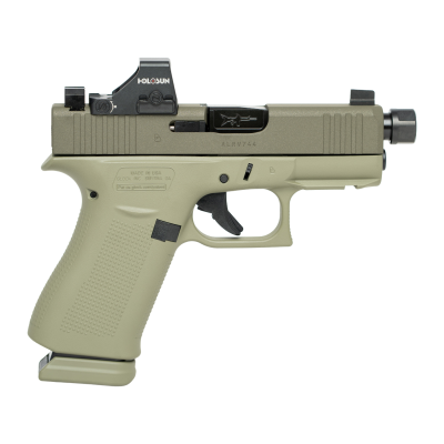 GLOCK G43X w/Holosun HS407K Red Dot, 9mm Luger, 3.41 in Threaded Barrel, 15+1, Olive Green Cerakote