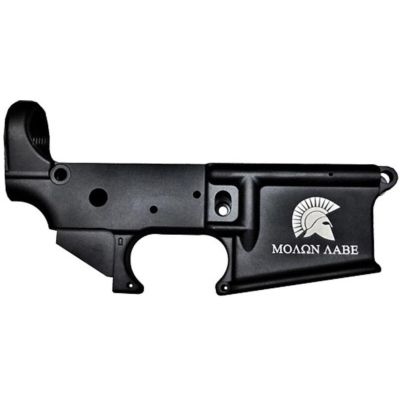 Anderson AM-15 Forged Stripped AR15 Lower Receiver - Black | Spartan Molon Labe Logo | Retail Packaging