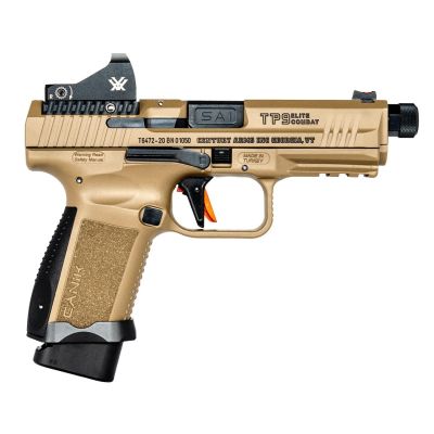 CANIK TP9 Elite Combat Pistol - FDE | 9mm | 4.73"  Threaded Barrel - Fluted | 15rd-18rd Mag | Full Accessory Kit | Includes Vortex Viper Red Dot