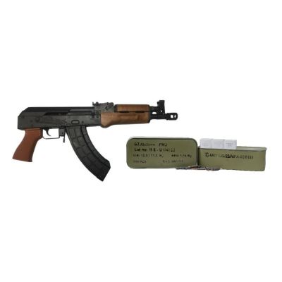 Century Arms VSKA Draco AK-47 Pistol - Maple | 7.62x39 | 10.5" Barrel | Loudmouth Break | U.S Palm Grip & Mag Bundled w- One 700rd Tin of Century Arms Romanian Made 7.62x39 Rifle Ammo - 123gr Lead Core FMJ | Steel Case