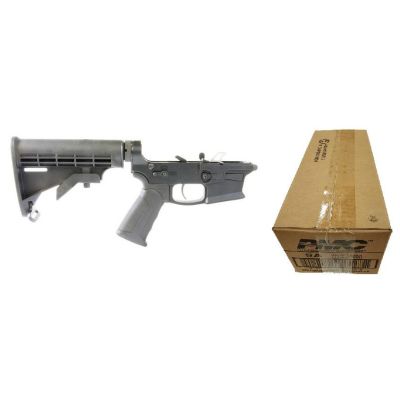 KE Arms KE-9 Billet Complete 9mm Lower - Black | M4 Buttstock | SLT Trigger | Ambi Selector | Ambi Mag Catch Bundled w- One PMC Bronze 9mm Luger Handgun Ammo - 115 Grain | FMJ | 1 Case (20 boxes)