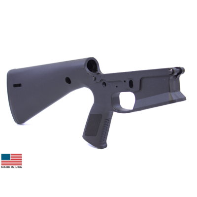 KE Arms KP-15 Polymer Stripped AR15 Lower Receiver - Black | Integral Buttstock & Pistol Grip