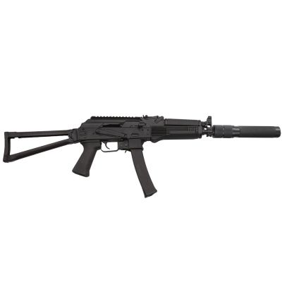 Kalashnikov USA KR-9 AK Rifle - Black | 9mm | 16.25" Barrel w- Faux Supressor Barrel Shroud | Triangle Folding Stock