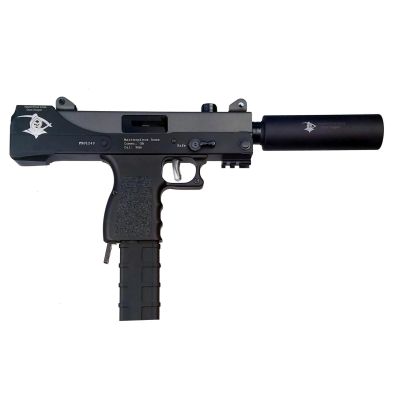 Masterpiece Arms Pistol - Black | 9mm | 6" Threaded Barrel | 30rd | W- Barrel Extension | Grim Reaper Cerakote Design