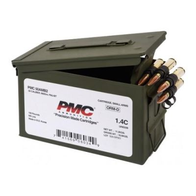 PMC Bronze .50 BMG Rifle Ammo - 660 Grain | FMJ-BT | 100rd Linked Ammo Can