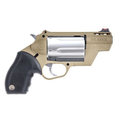 Taurus Public Defender Revolver - FDE - Stainless | 45 Colt - 410 Ga | 2.5" Barrel | 5rd | Rubber Grip | Fiber Optic Sight | Poly Frame