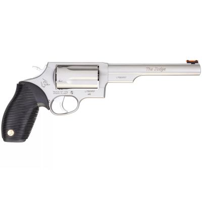Taurus Judge Revolver - Stainless Steel | 45 Colt - 410 ga | 6.5" Barrel | 5rd | Rubber Grip | Fiber Optic Sight