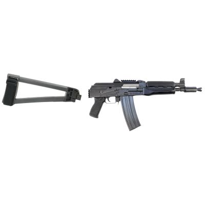 Zastava ZPAP85 Alpha AK-47 Pistol - Stained Wood Handguard | 5.56NATO | 10" Barrel | Booster Brake | Rear Trunnion Rail Bundled w- SB Tactical TF1913 Triangle Folding Pistol Brace for AK47 Pistol