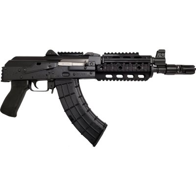 Zastava ZPAP92 AK-47 Pistol BULGED TRUNNION 1.5MM RECEIVER - Black | 7.62x39 | 10" Chrome Lined Barrel | Night Brake | Quad Rail | Top Rail